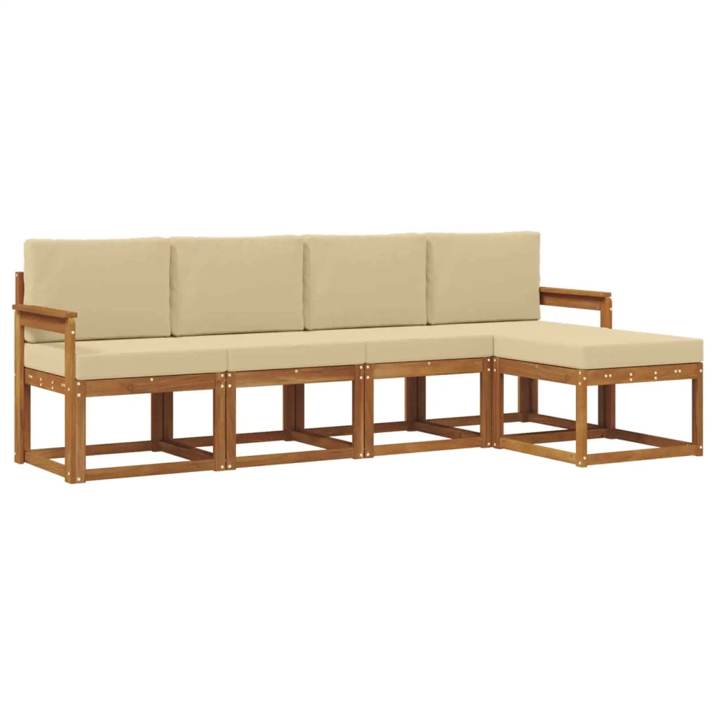 Set di divani da esterno con cuscino 5 pcs Naturale e Beige