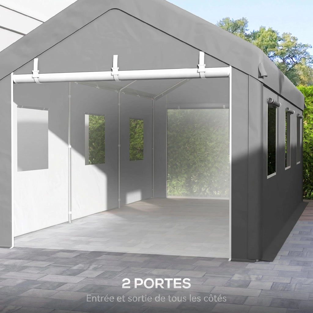 Tenda Garage Carport ¨C Zephmum ¨C 6x2.95x2.78 m Acciaio Grigio