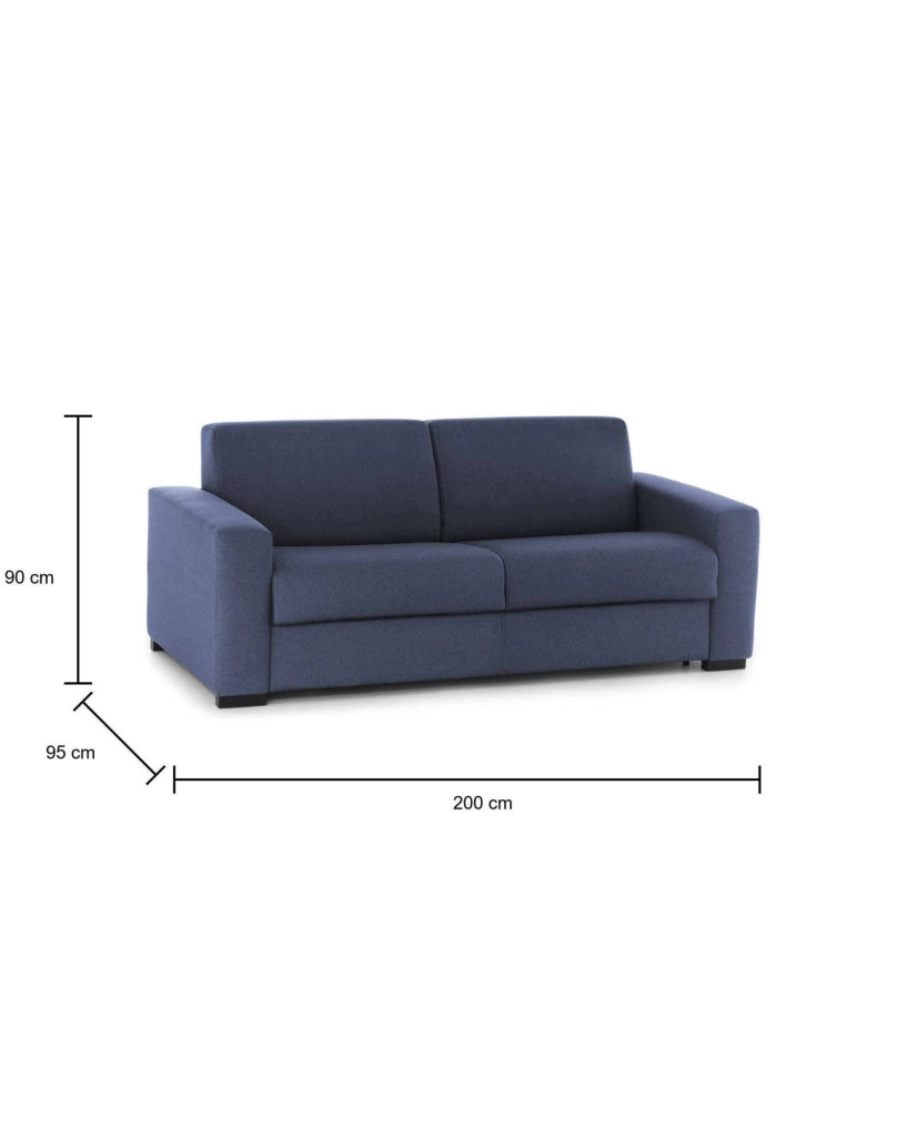 Andymion, Divano Letto 2 Posti Sfoderabile Made in Italy, 200x95 cm blu
