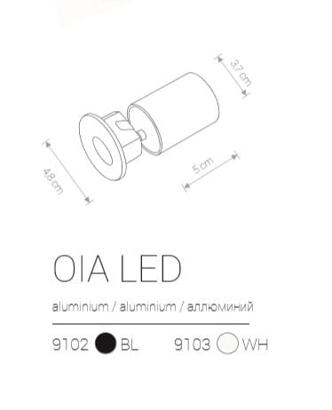 Faretto incasso LED Nowodvorski OIA nero 1W 3000K 9102