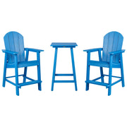 Set da giardino Bistro Bar Tavolo e sedie alte blu Stile industriale per esterni