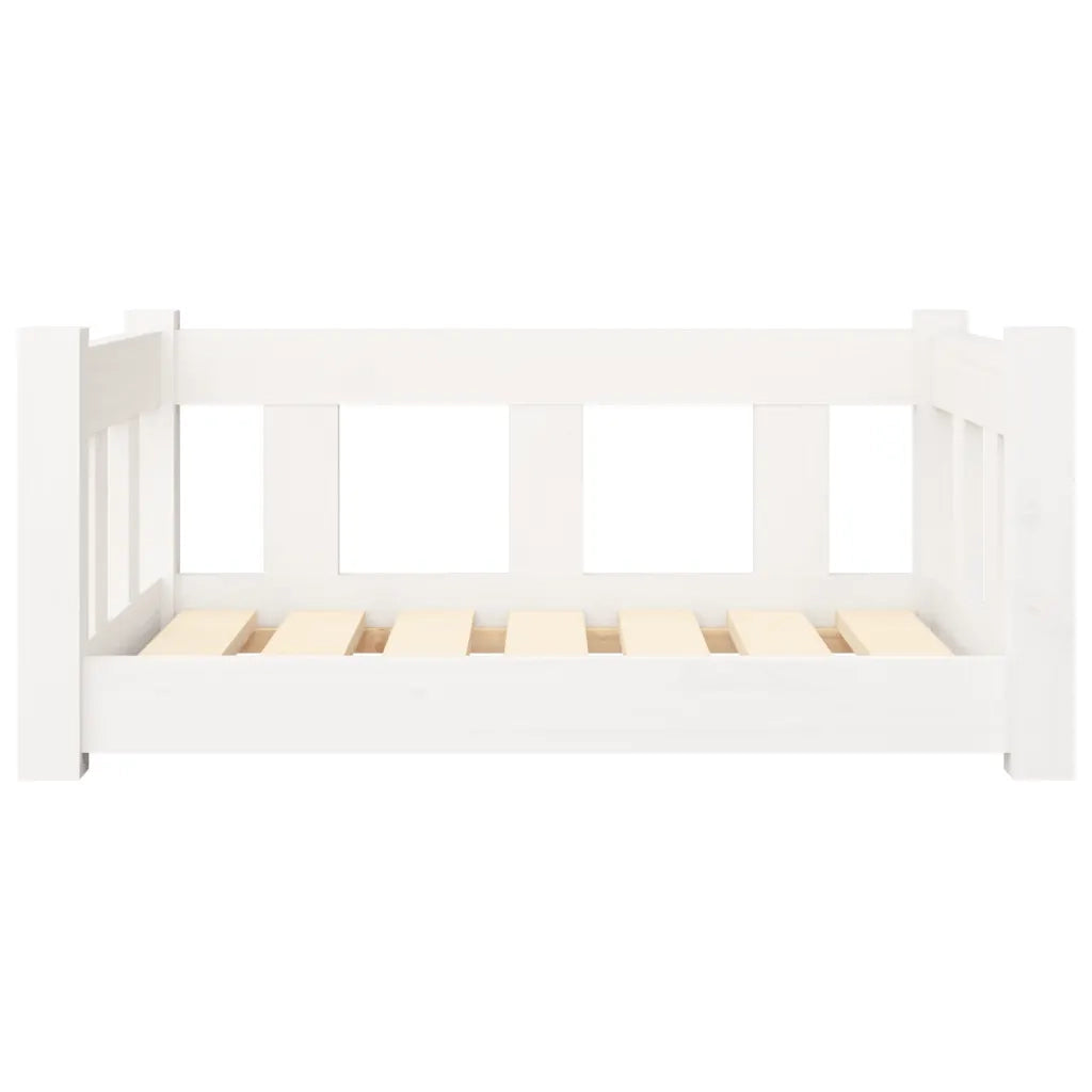 Cuccia per Cani Bianca 65,5x50,5x28 cm Legno Massello di Pino 820188