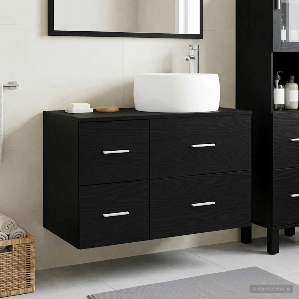 Set di mobili per il bagno 2 pz Rovere Nero 3404001