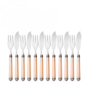 DORICO Ghiera Argento Anticato, Posate Set 12 Pz Pesce, Casa