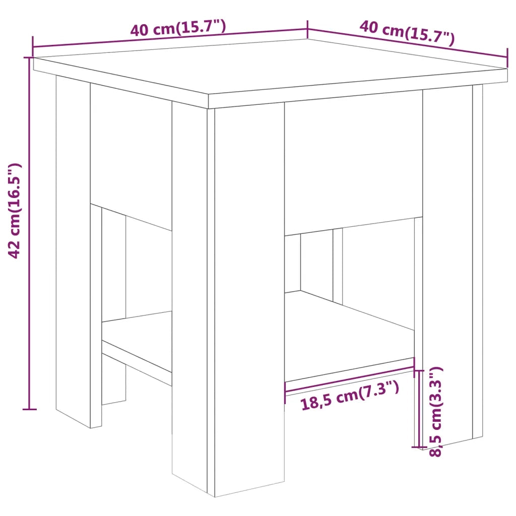 Tavolino da Salotto Bianco 40x40x42 cm in Legno Multistrato 810271