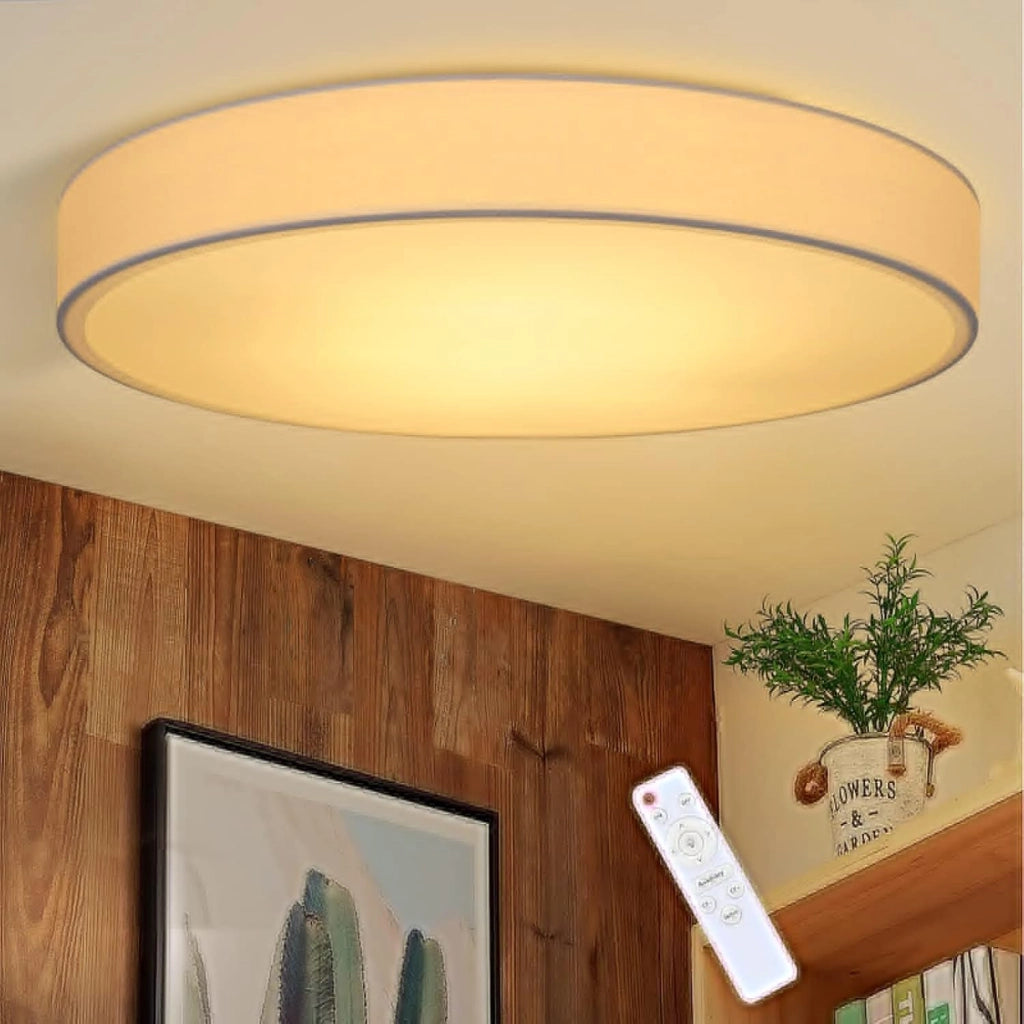 ZMH Lampada da soffitto plafoniera LED 38 cm dimmerabile telecomando rotonda bianca tessuto per soggiorno camera cucina