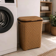 Cesta cestone portabiancheria in plastica con coperchio marrone cm44 x 33 x h 57