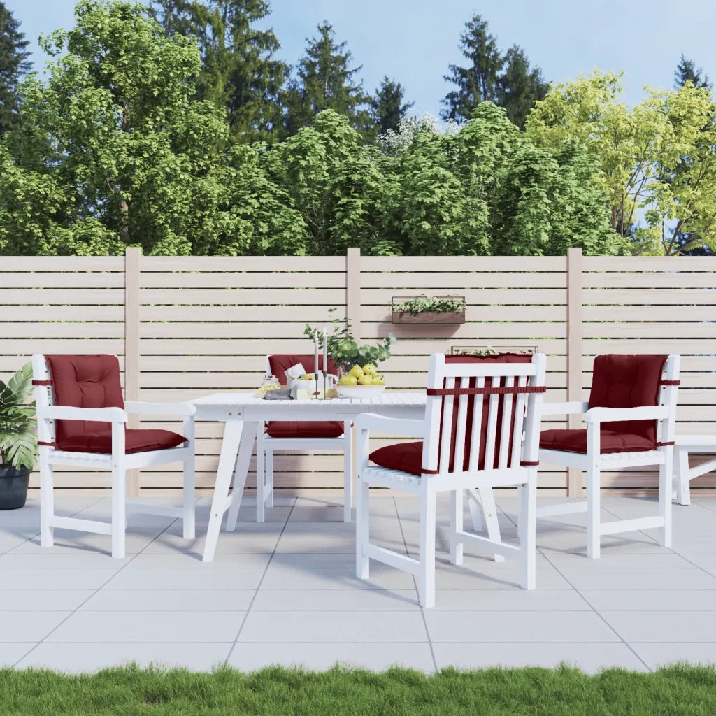 vidaXL Cuscini Sedia Schiena Bassa 4 pz Rosso Vino Mélange Tessuto
