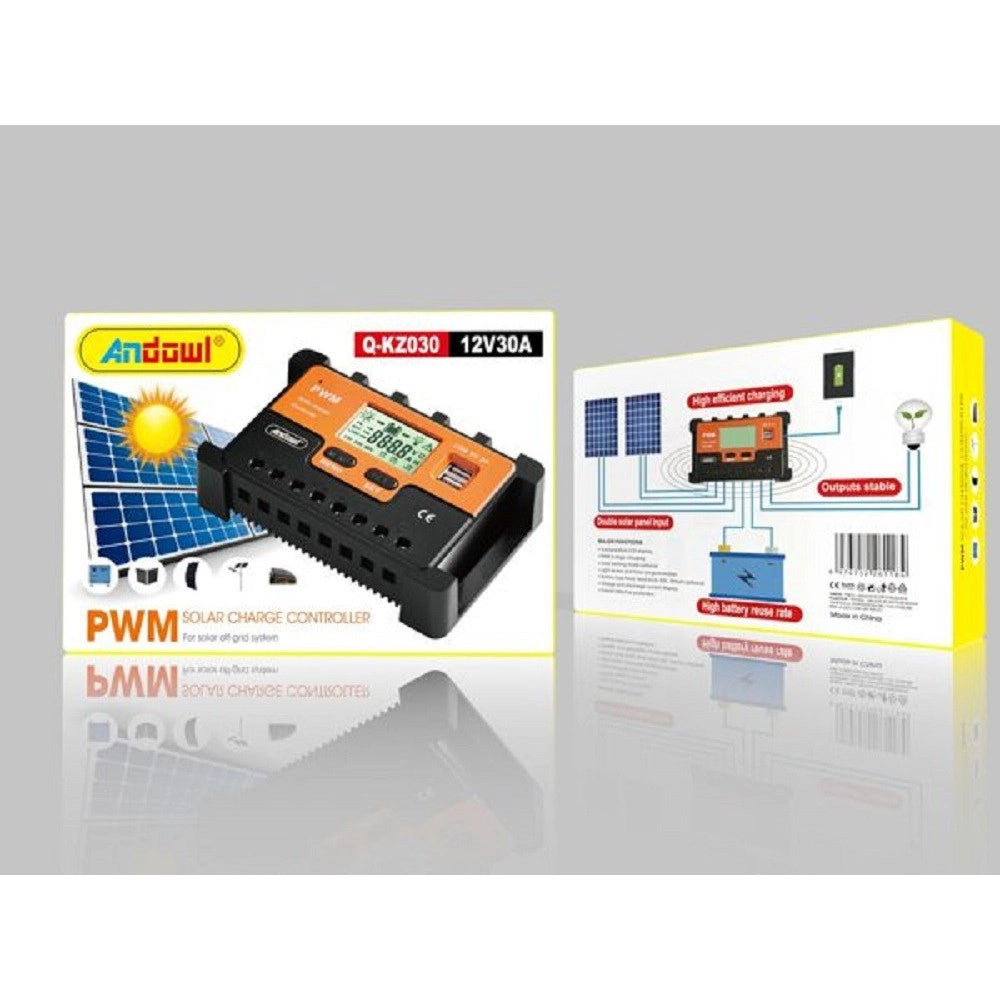 Trade Shop - Regolatore Carica Solare Pwm Q-kz030 Antishock 12v Scarica 30a Con Display Lcd -