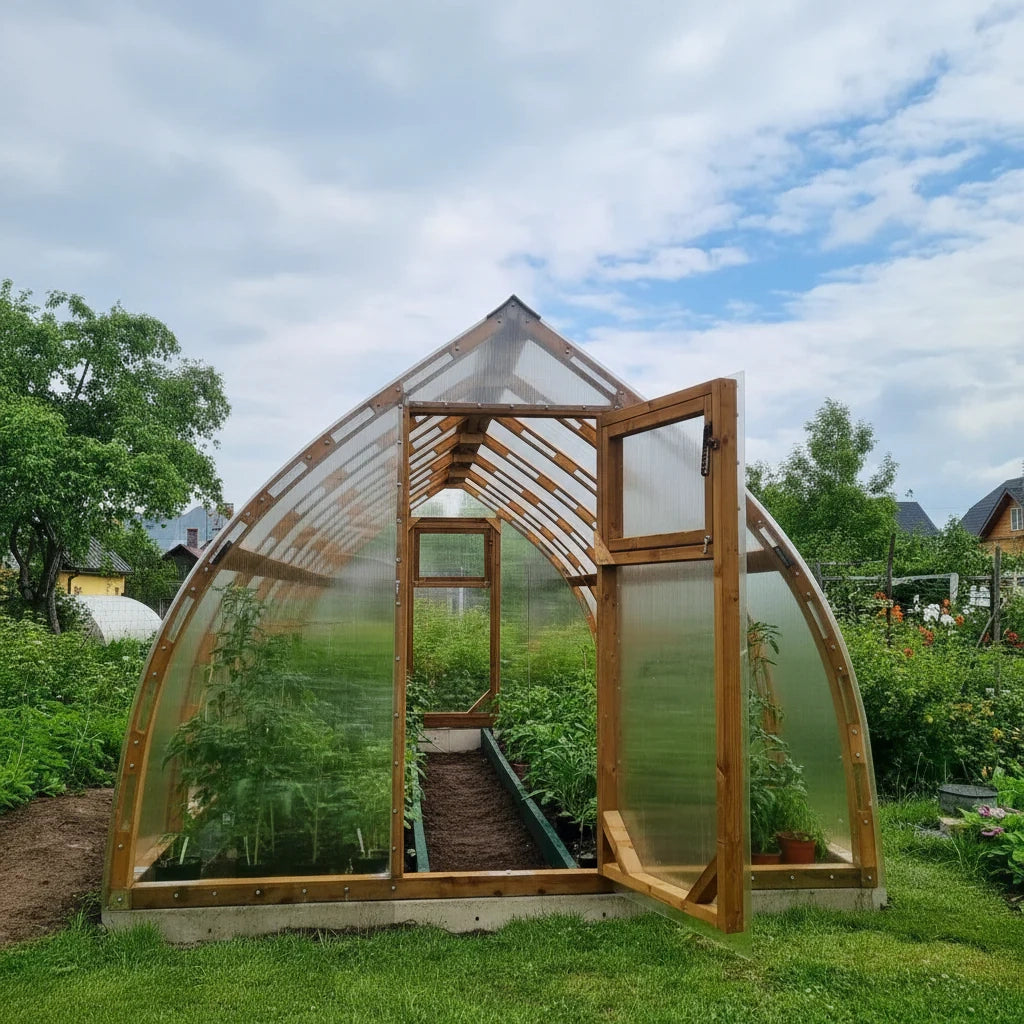 Serra da giardino Arched Wood 3 x 4 m (12 m²), 10 mm con rivestimento in policarbonato