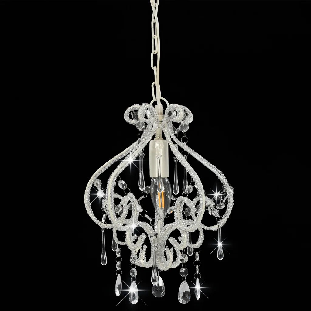 Lampadario con Perle Bianco Rotondo E14cod mxl 128450
