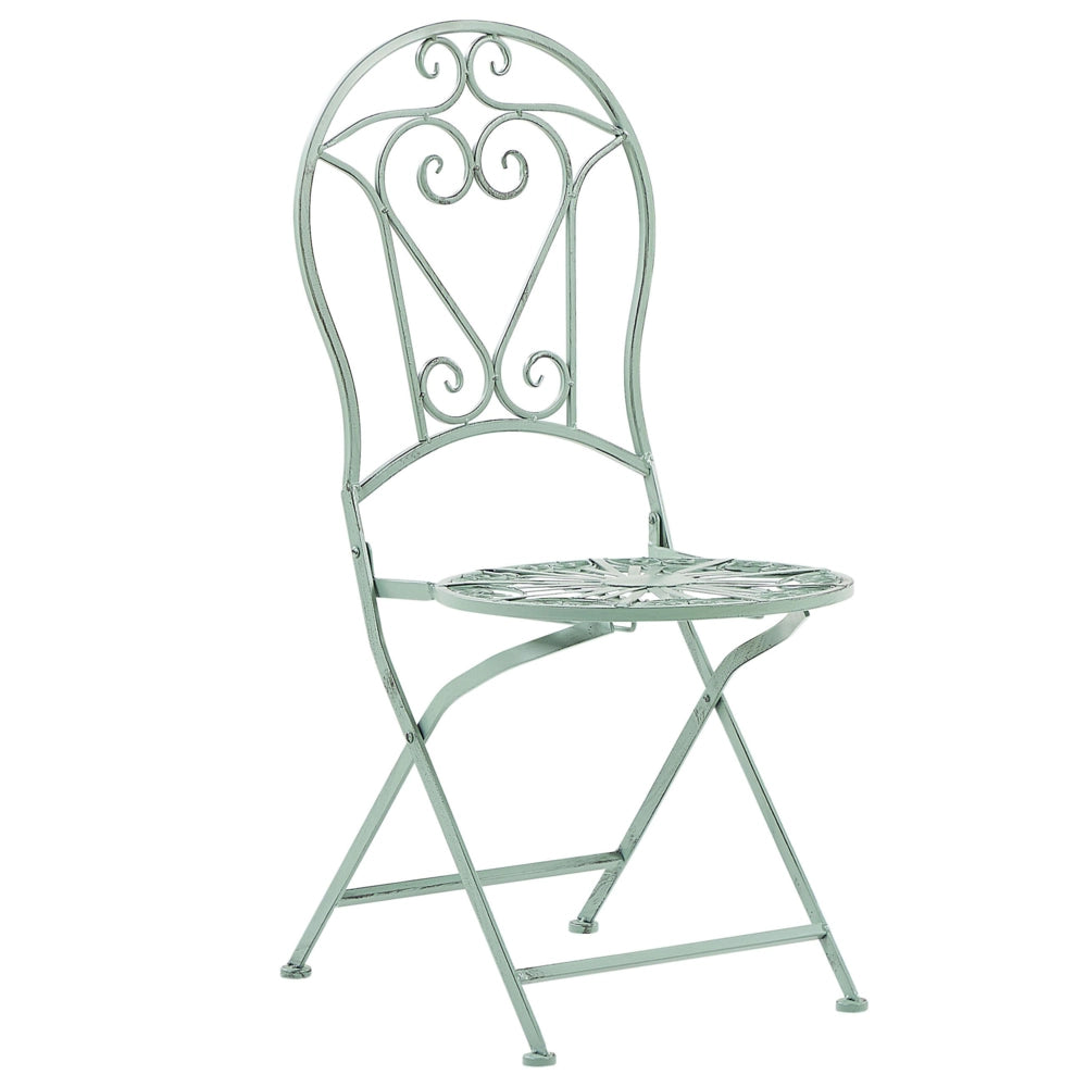 Set da bistrot per esterni in metallo verde 2 sedie pieghevoli Set da balcone decorativo da tavola rotonda