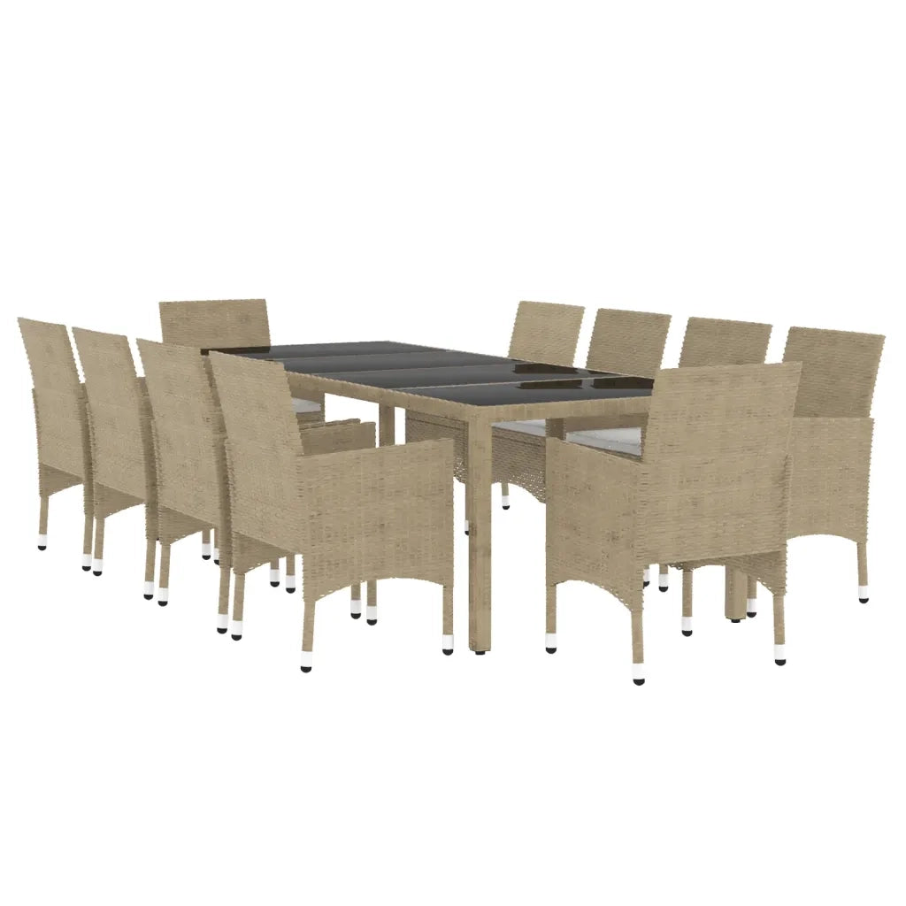 Set da Pranzo per Giardino 11 pz in Polyrattan Beige 3058574