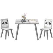 Tavolino con 2 Sedie per Bambini ¨C zephmum ¨C Grigio in MDF e Legno di Pino 3-8 Anni
