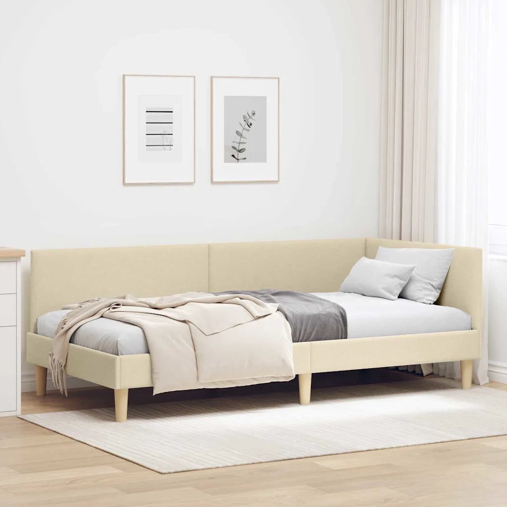 Cornice del letto ad angolo con testiera Crema 100 cm x 200 cm 42016203