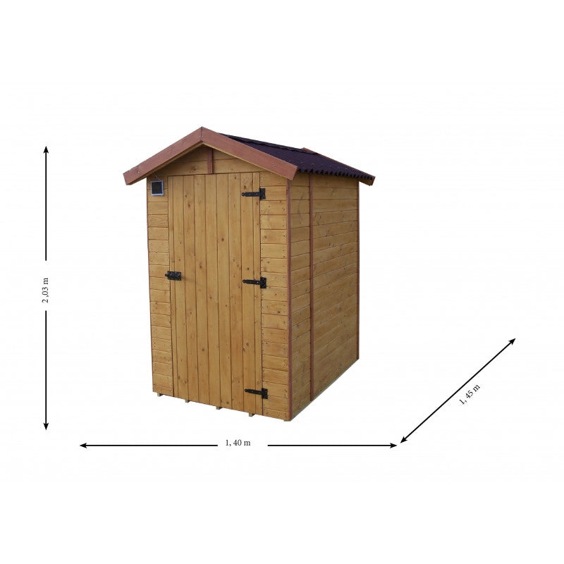 Casetta in legno con toilette secco e LED solare – 120x120 cm – pannelli 16 mm – WC autonomo da esterno – ED1414WC Foresta