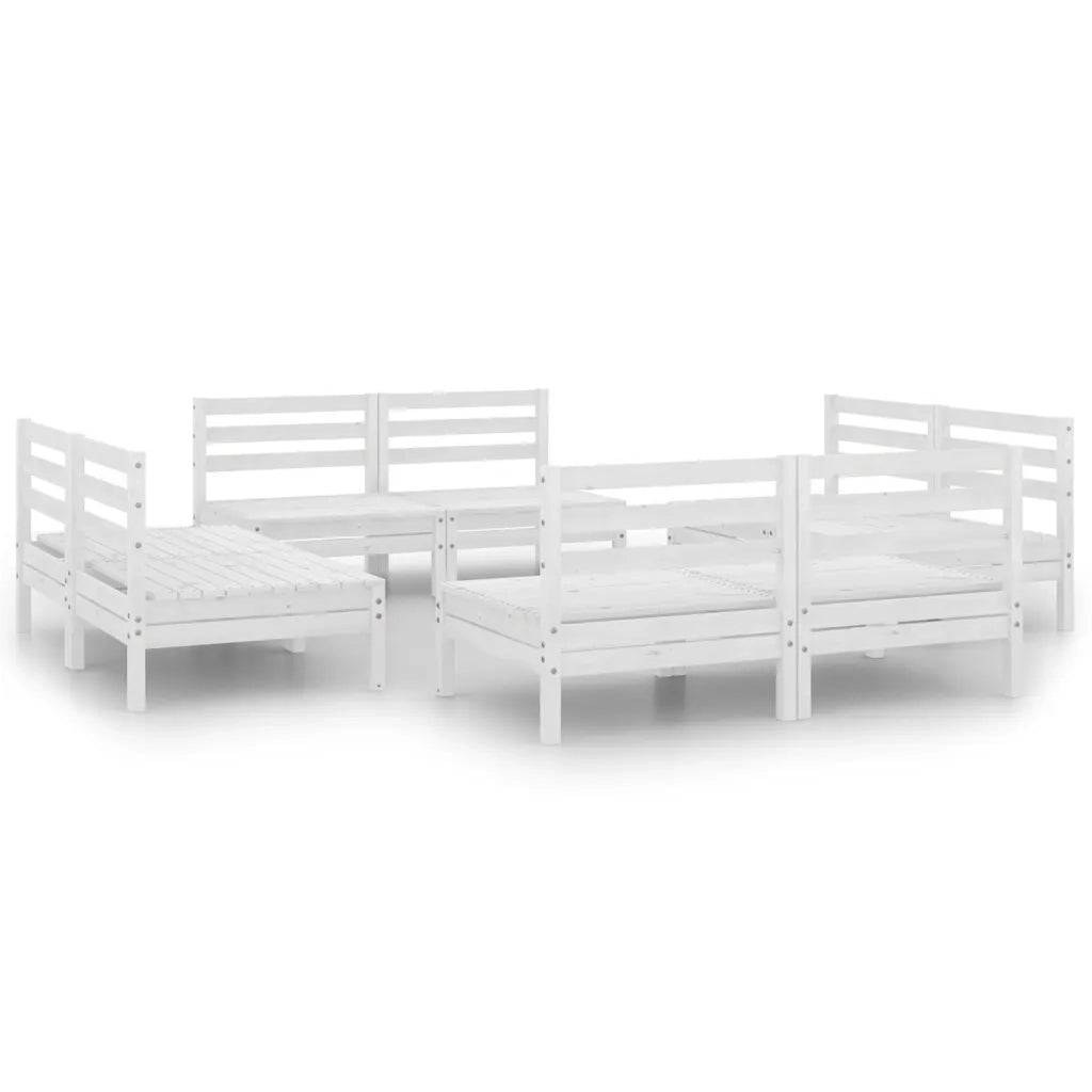 Set Divani da Giardino 8 pz Bianco in Legno Massello di Pino cod mxl 37000