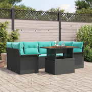 Set Divano da Giardino con archiviazione 7 pcs Nero Poly Rattan