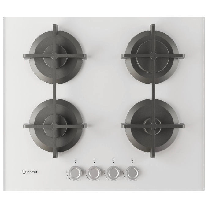 Indesit ING 61T-WH, Piano Cottura a Gas, Vetro Tortora, 60cm, 4 Fuochi