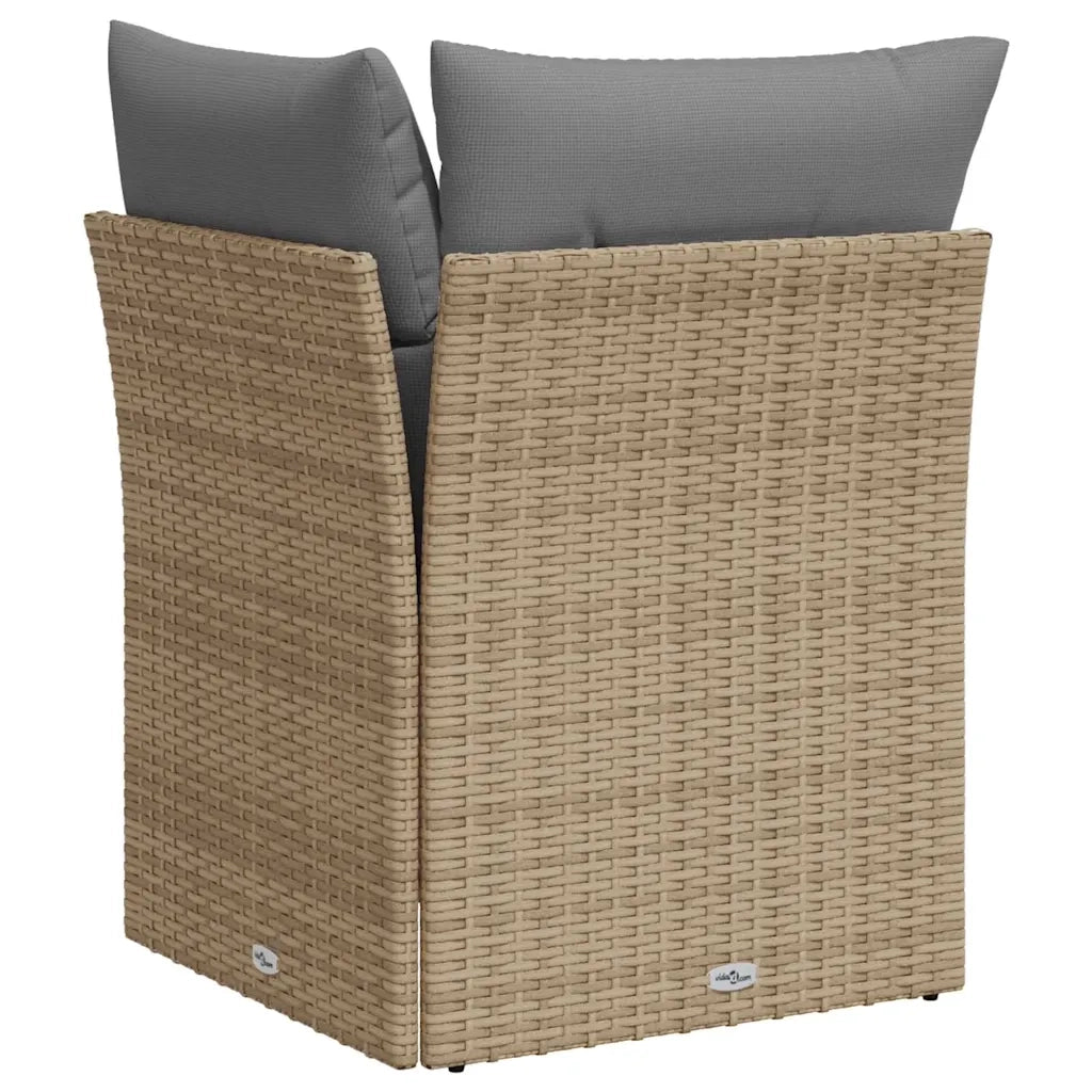 Divano Angolare da Giardino con Cuscini Beige in Polyrattan 366086
