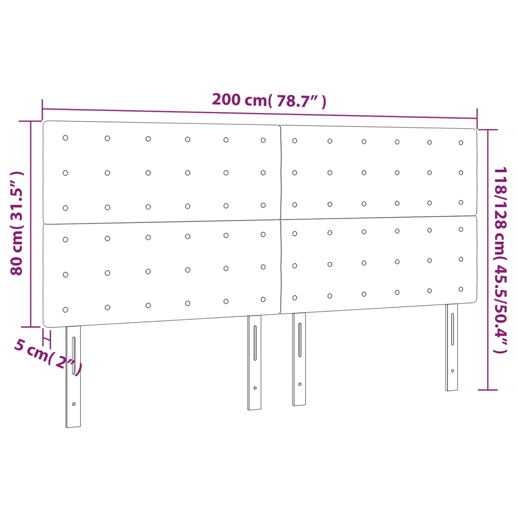 Testiera-Testata-Testiera Decorativa Nera 200x5x118/128 cm in Similpelle 669049