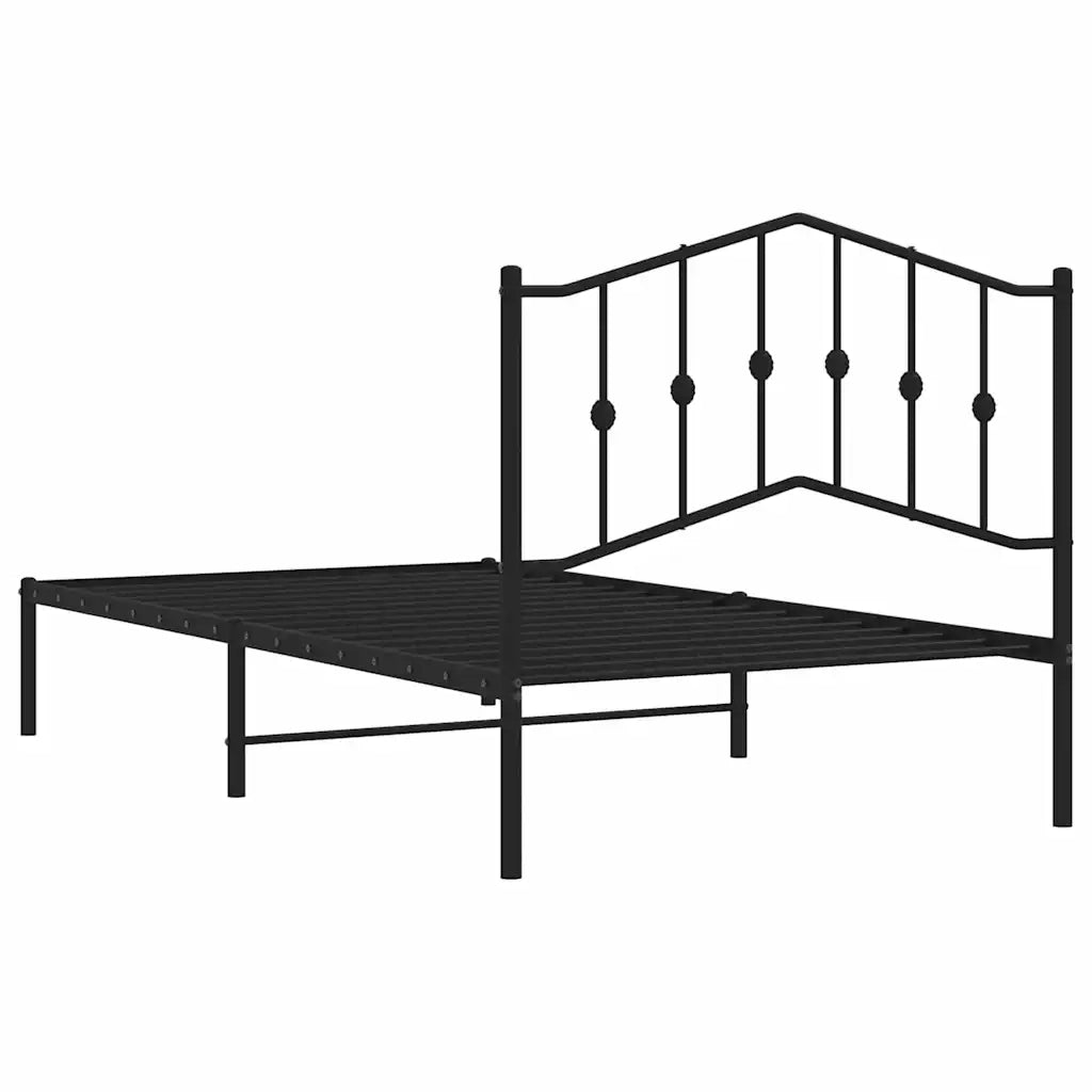 Giroletto con Testiera in Metallo Nero 100x190 cm 373783