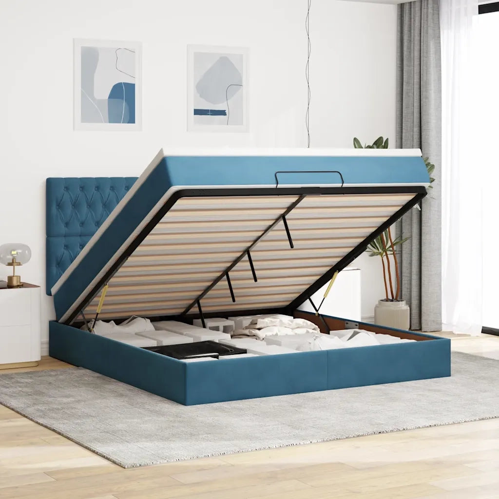 Struttura Letto Pouf con Materassi 160x200 cm Velluto
