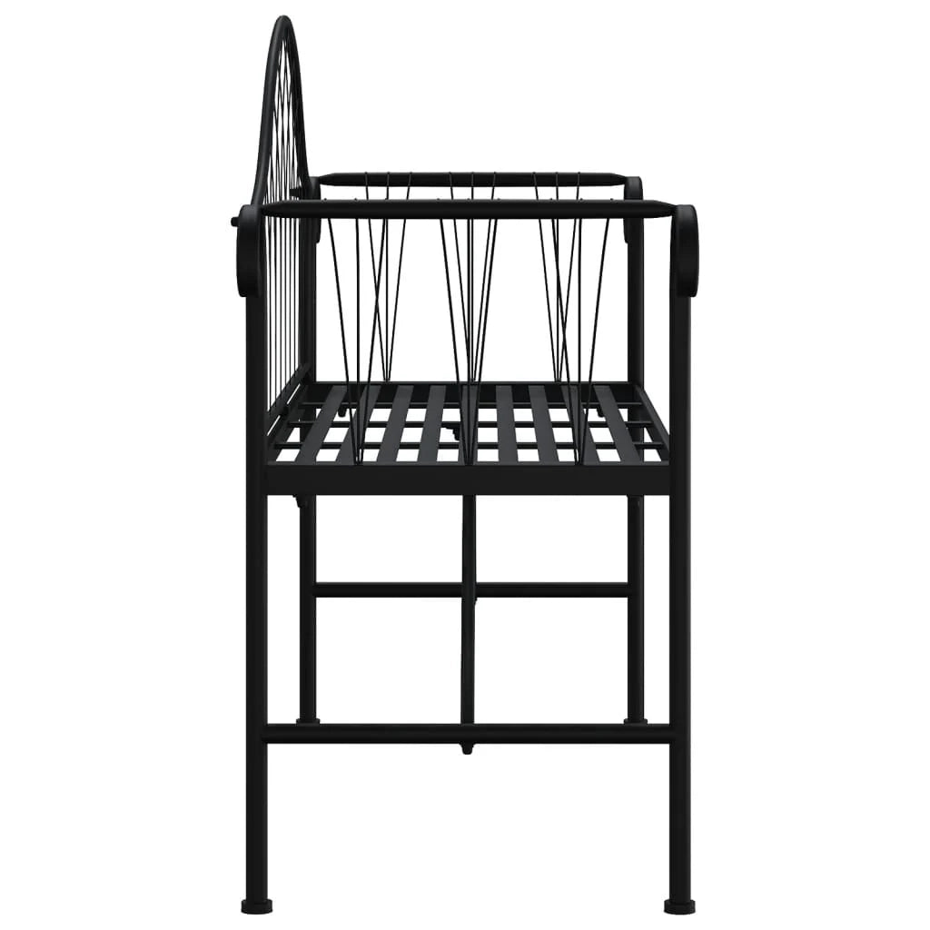 Panca da giardino mobili da esterno per patio terrazza 2 posti 128 x 44,5 x 88 cm acciaio nero 02_0011282