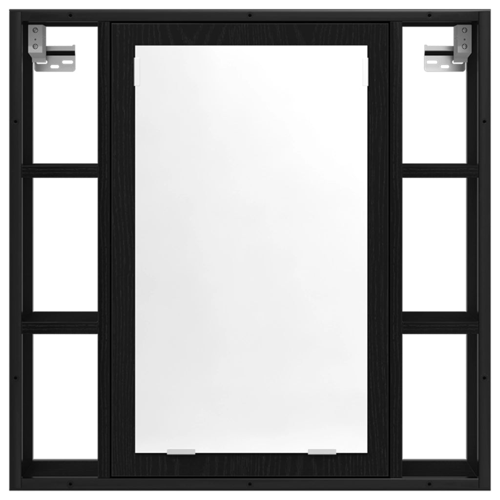 Set di Mobili per Bagno di 4 Pezzi in Rovere Nero e Legno Ingegnerizzato