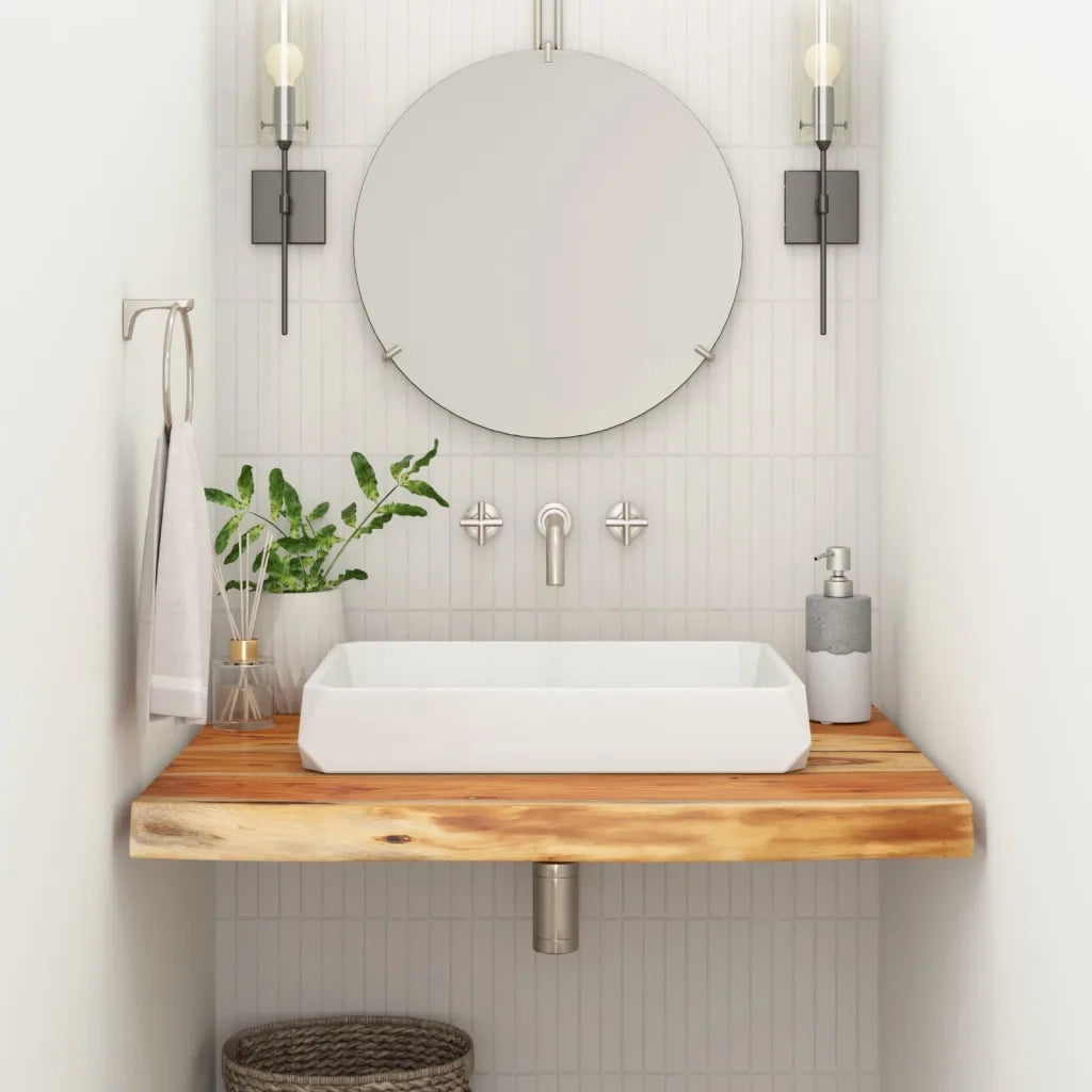 Piano Bagno 80x60x2,5 cm Rettangolare Legno Massello di Acacia 370260
