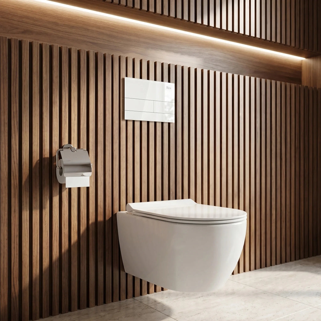Set Telaio Da Incasso Per Wc Slim 024n Con Pulsante T White Glass