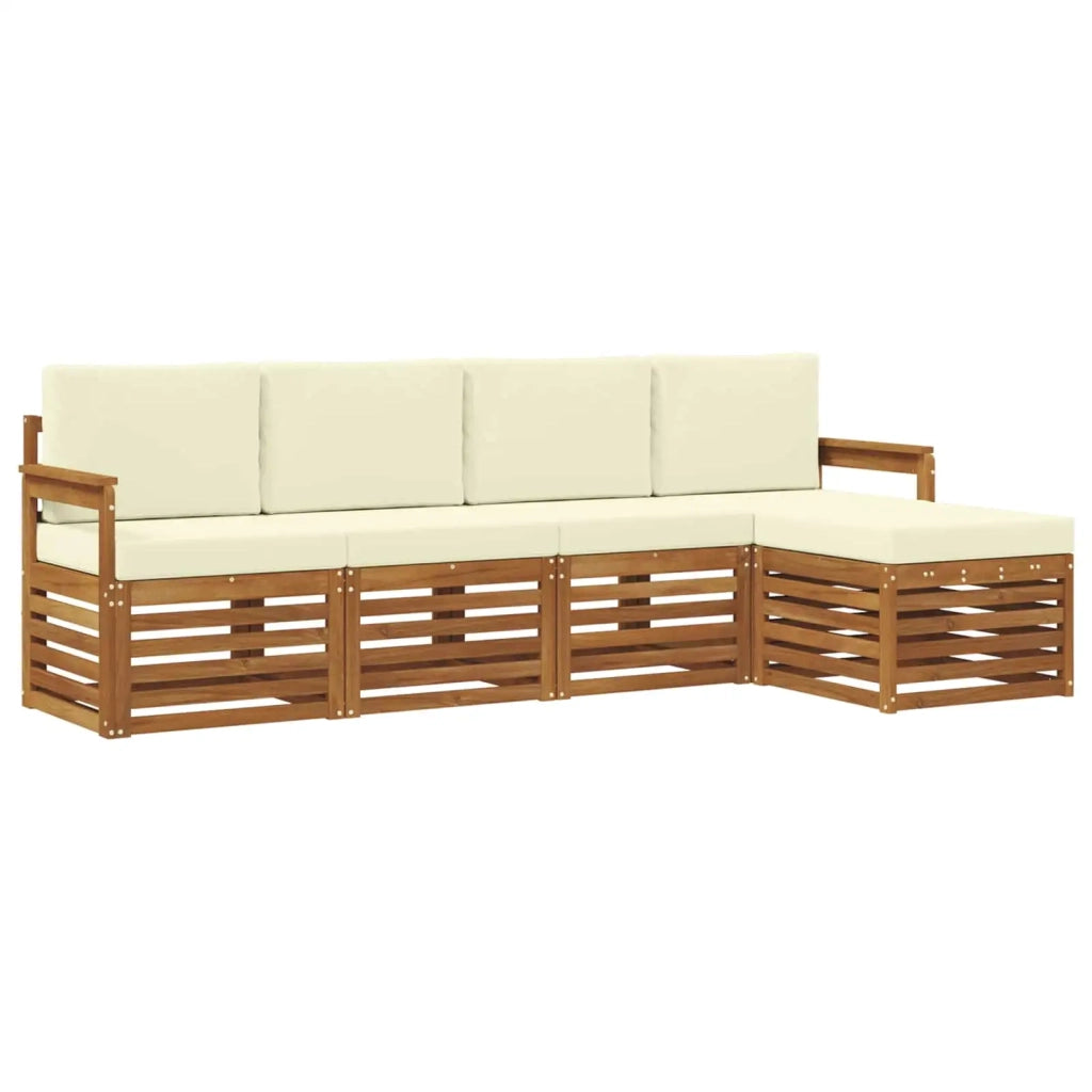 Set di divani da esterno con cuscino 5 pcs Naturale e Crema