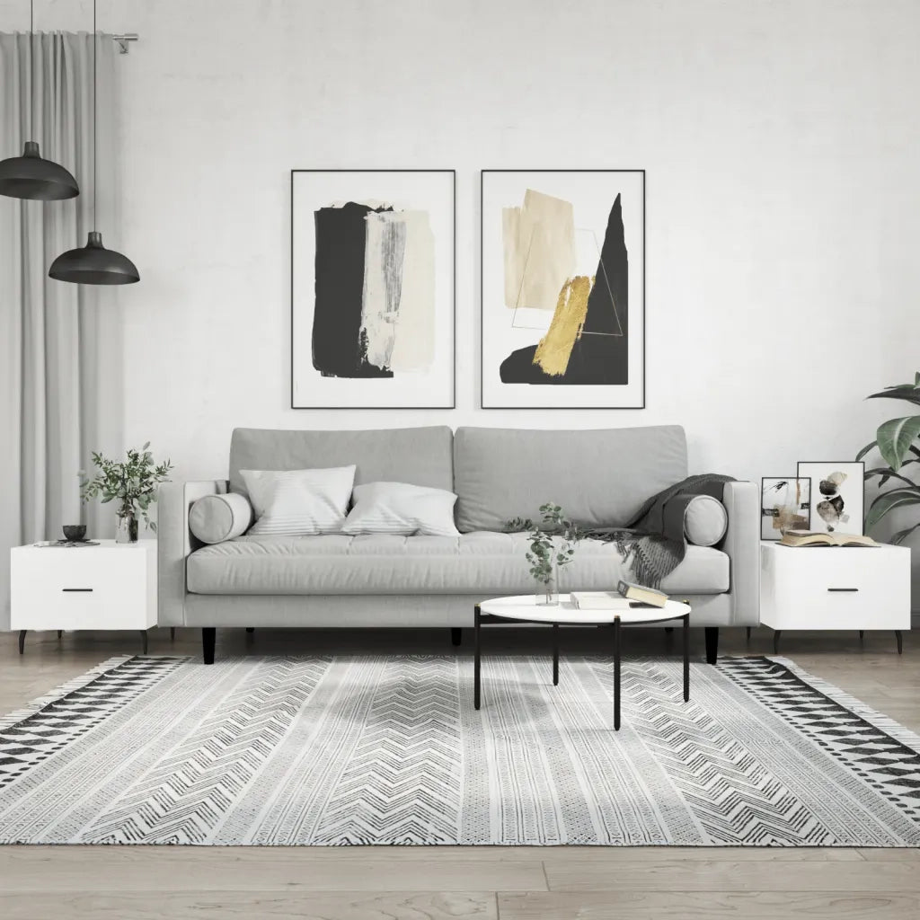 2 pz Tavolini salotto | Tavolino da caff¨¨ | Tavolino da Soggiorno Bianco Lucido 50x50x40cm Legno Multistrato