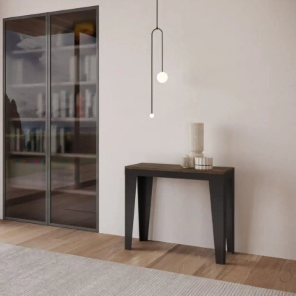 Consolle allungabile 90x40/196 cm Flame Small Evolution noce telaio e gambe antracite