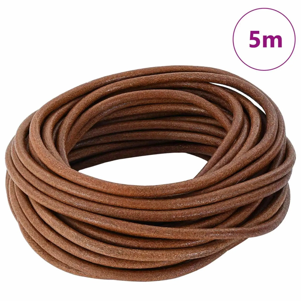 Cordino in Pelle Marrone Chiaro Ø4 mm x 5 m Pelle