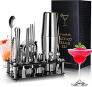 Kit da Barman professionale 20 pezzi con supporto in acrilico e libro di ricette di cocktail