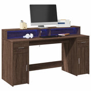 Scrivania con Luci LED Marrone Rovere 160x55x91 cm Multistrato 3309435