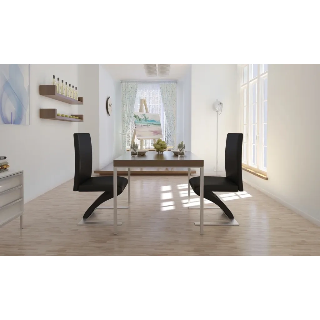 Sedie da Pranzo 2 pz Nere in Similpelle cod mxl 23534