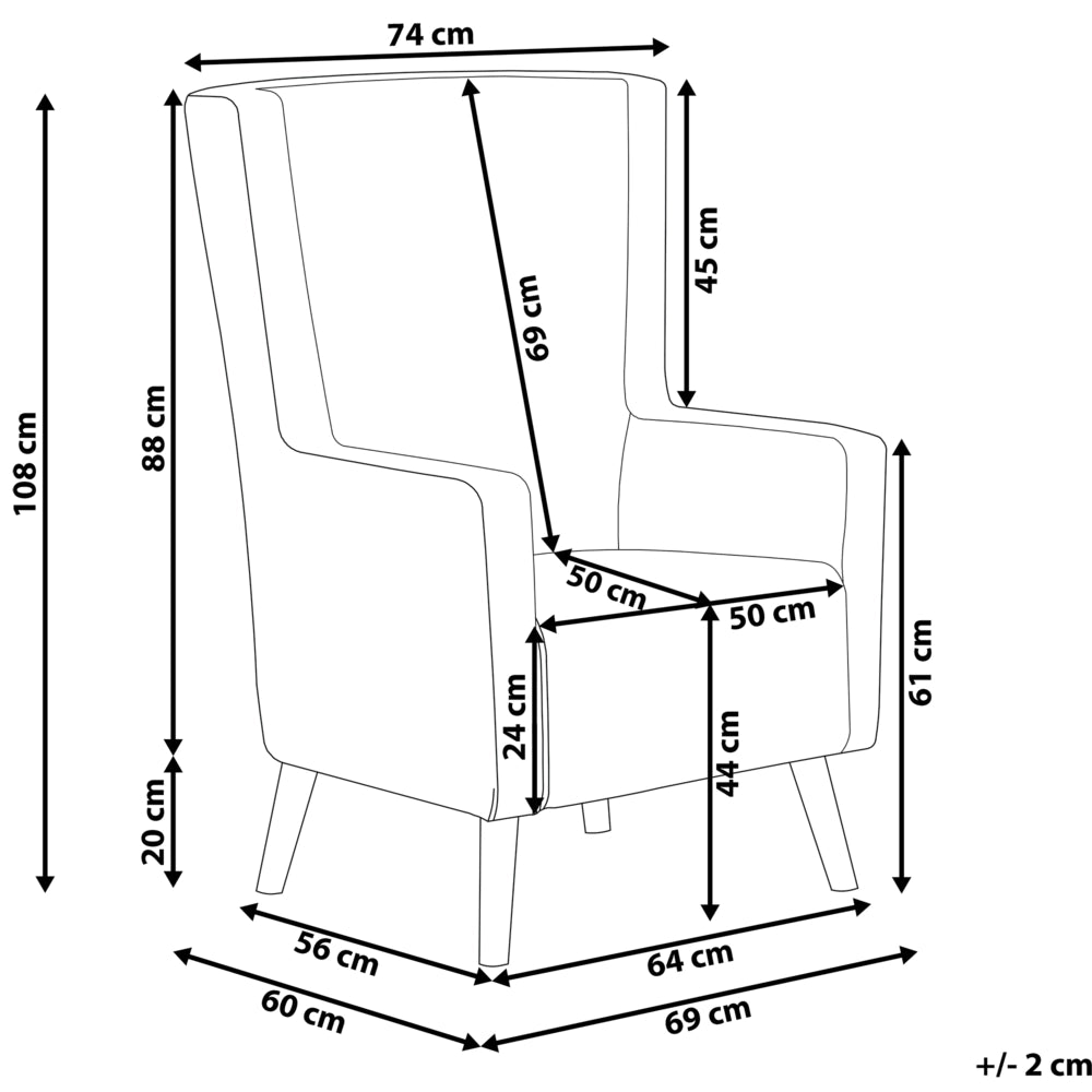 Sedia Wingback con rivestimento in velluto giallo e gambe in legno con schienale alto