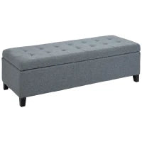 Panca con Spazio di Archiviazione, Ottomana, Panca Corridoio, Finitura a Bottoni, 125,1 cm x 48,9 cm x 41,3 cm, Grigio
