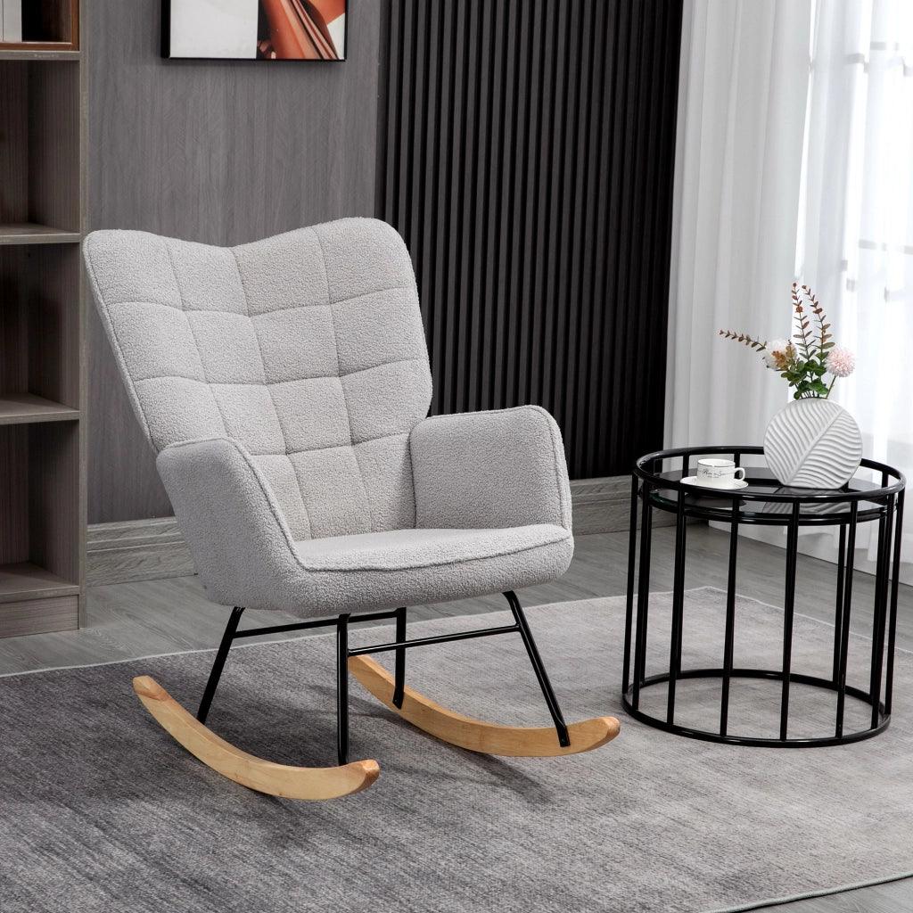 Poltrona dondolo ¨C zephmum ¨C grigio chiaro, struttura in acciaio 71x98x101 cm
