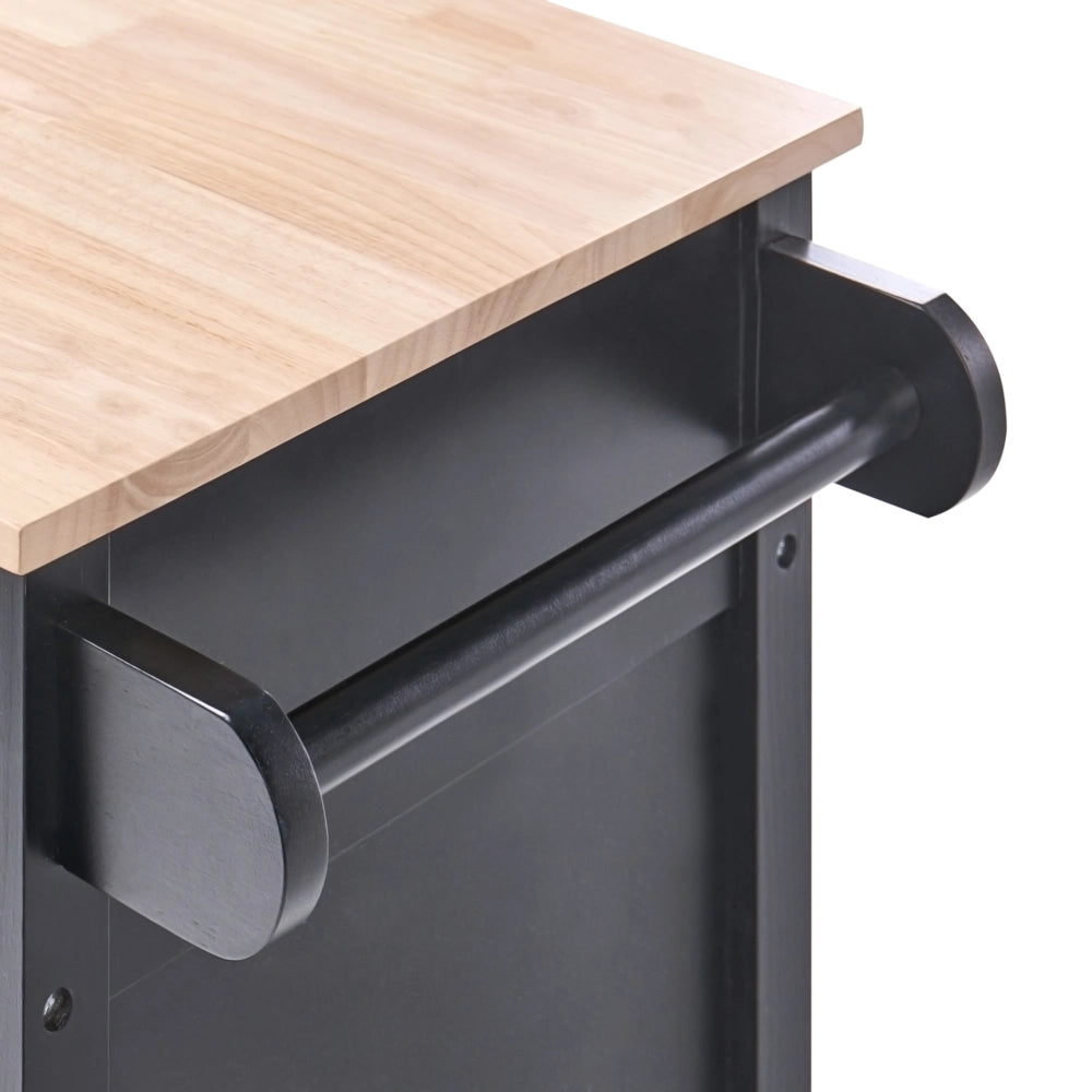 Carrello da cucina in MDF bianco con ripiano in legno chiaro Scaffali per armadietto con rotelle Cassettiera scandinava