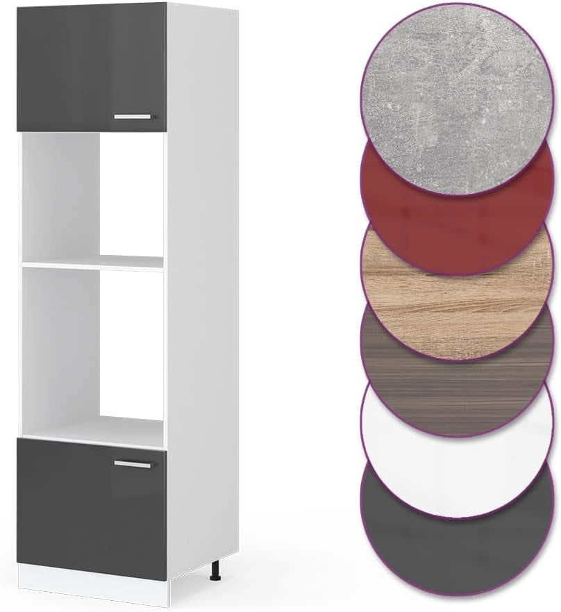 Mobile cucina microonde R-Line, Antracite lucido, 60 cm, per la libera combinazione all'interno di sistemi cucina modulari