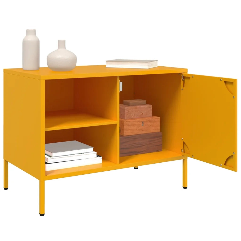 Mobile TV-Credenza TV-Console TV Giallo Senape 68x39x50,5 cm in Acciaio 804863