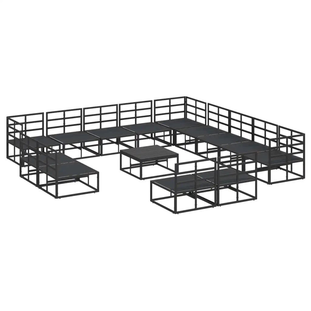 Set Divano da Giardino con cuscino 14 pcs Nero Alluminio 3378931