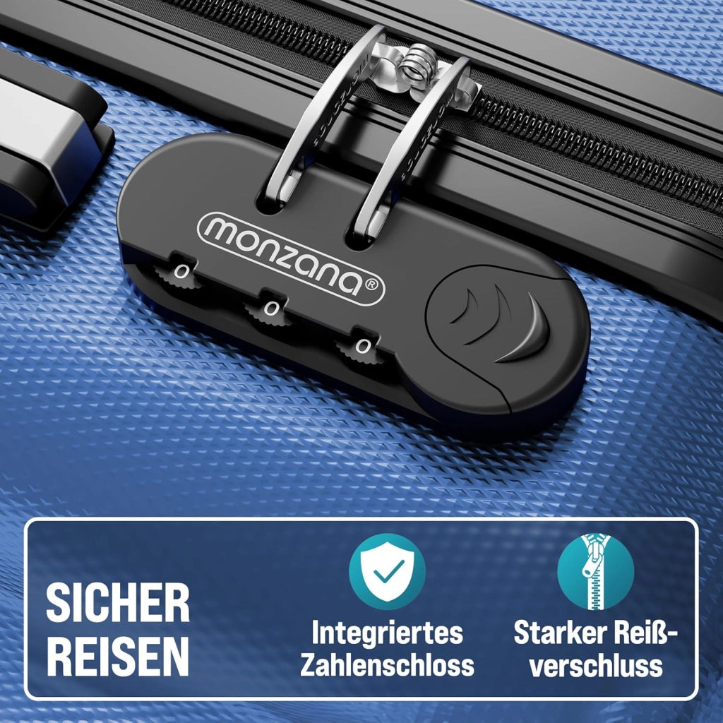 ® Set di Valigie 3 Pezzi con Lucchetto Organizer Cinghia Maniglie Ruote Doppie Piedi Trolley Rigido M-L-XL