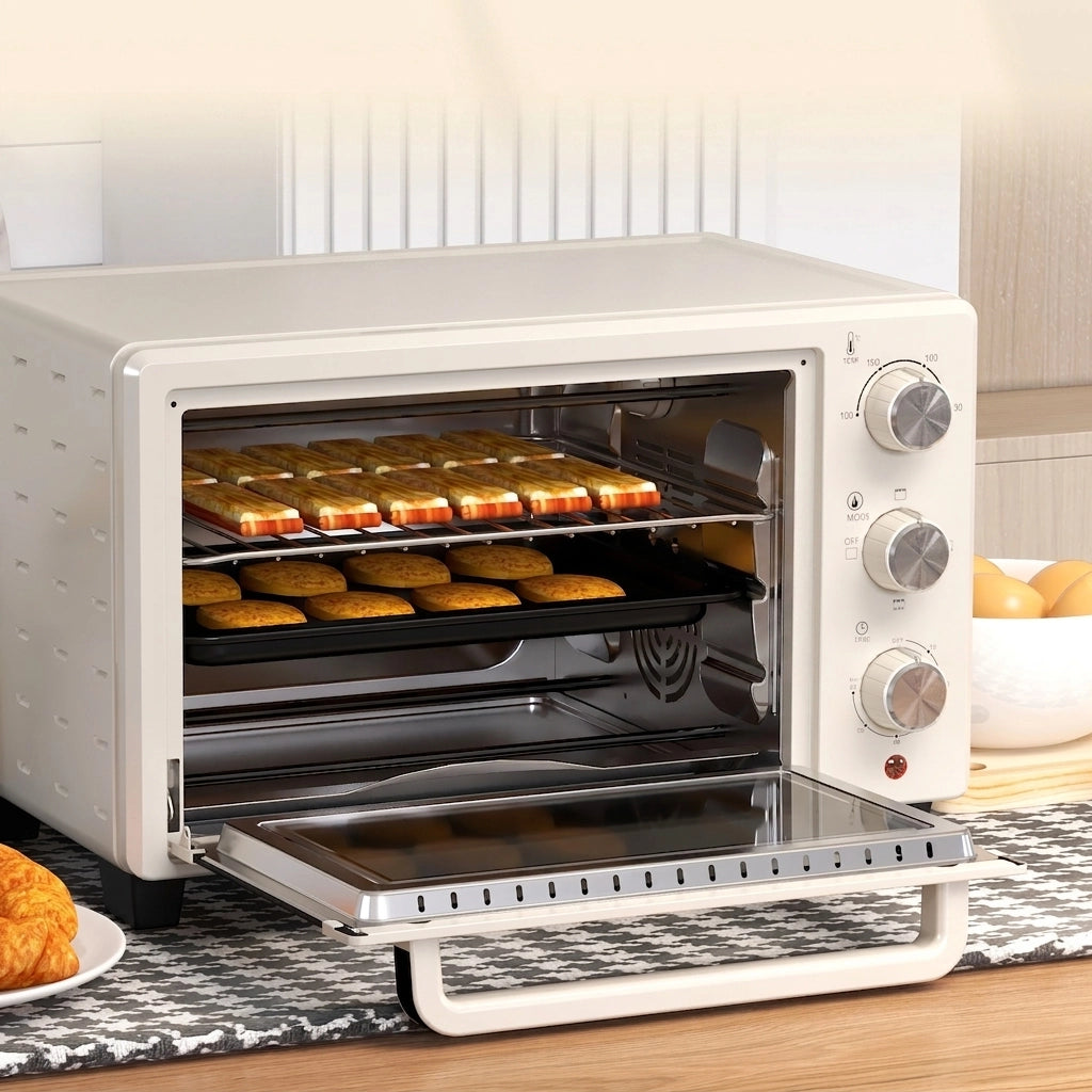 Mini Forno Elettrico 21 L 1400 W con Girarrosto; 3 Modalità e Temperatura Regolabile 100-230°C