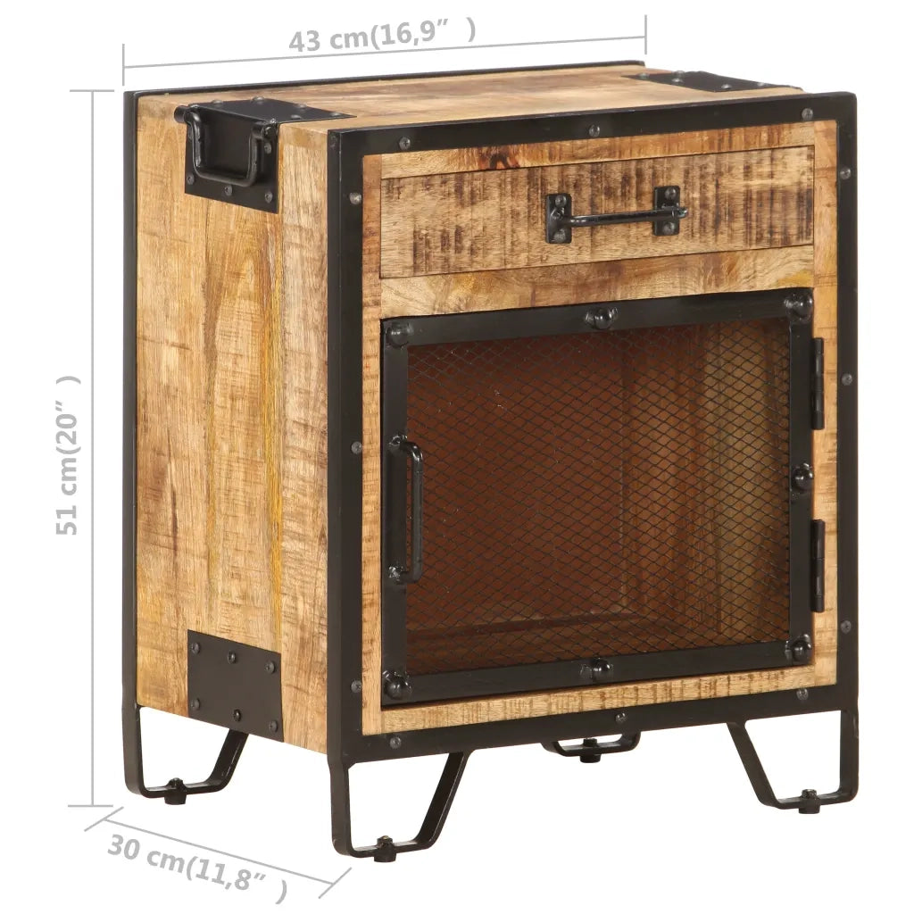 Comodino 43x30x51 in Legno Massello di Mango Grezzo cod mxl 59613