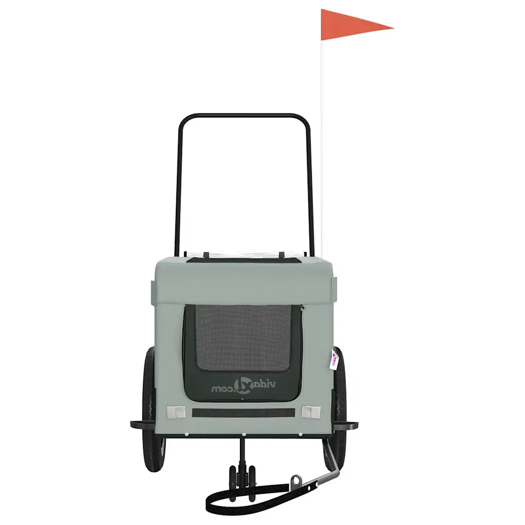 Rimorchio da Bici per Animali Grigio e Nero Oxford e Ferro CFW1169116