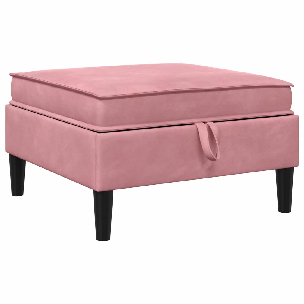 Pouf con Storage Rosa Velluto